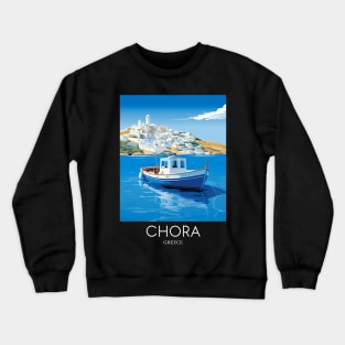 A Pop Art Travel Print of Chora Andros Island - Greece Crewneck Sweatshirt